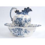A 19th century large blue and white ceramic jug and bowl set by Keeling & Co - Late Myers.