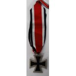 Post WW2 German Iron Cross with Oak Leaves instead of the Swastika complete with ribbon