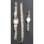 A collection of 3 ladies silver watches to include a Rotary stamped 925,