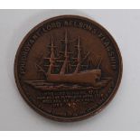 A Lord Nelson`s Foudroyant Flagship Copper Medal,