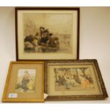 Three vintage framed and glazed pictures