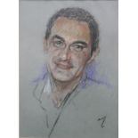 Crayon sketch portrait of a man signed H