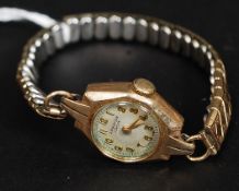 A 9ct gold ladies cocktail / dress watch by JW Benson of London. Stamped 9 / 375 to side of case.