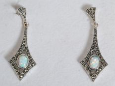 A pair of silver and marcasite art deco style earrings in the Art Nouveau style, 5.