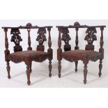 A stunning pair of 19th century Italian - Venetian corner chairs - armchairs.