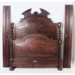 A 19th century carved barley twist column double bed.