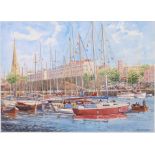 Patrick Pat Shipsides (Contemporary) - Watercolour - ' A View to St Mary Redcliffe ' Signed to