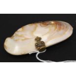 A Victorian oyster shell ladies penny purse with compartment interior,