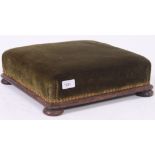 A 19th century large Victorian mahogany and green velour upholstered footstool,