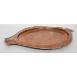 A large early 20th century silver and copper salver tray by AE Jones.