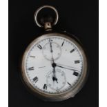 An Edwardian 1909 silver hallmarked Sewill chronograph pocket watch.