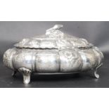 A 1930's Italian silver 800 marked trinket box of chased bombe form with gilded interior,