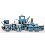 A retro Wellhouse pottery studio tea service having blue ground glaze.