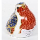 A Crown Derby ceramic figurine of a Robin complete with the gold stopper.