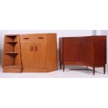 A rero vintage G-plan oak corner secretaire desk cabinet together with another angular G-plan