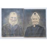 A pair of Victorian late 19th / early 20th century large photographs of a (likely) husband and wife.