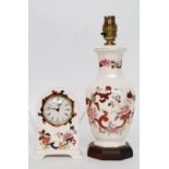 A Masons china mantel clock in the Mandalay pattern together with a Masons Staffordshire ceramic