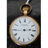 An American AWW Co Waltham 14ct rolled gold pocket watch of small proportions.