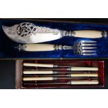 A good 19th century Victorian silver plated carving set in the original box together with a boxed