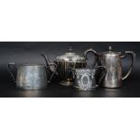 A collection of 4x silver plate pots - one engraved for The Louis, by Elkington.