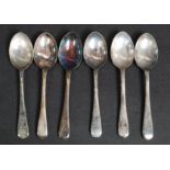 A set of 6 unusual silver plate tea spoons engraved with carved guns - rifles