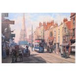 Eric Bottomley - original limited edition signed print of Redcliffe Hill, Bristol. Framed & glazed.