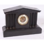 Victorian black slate and column  architectural mantel clock,