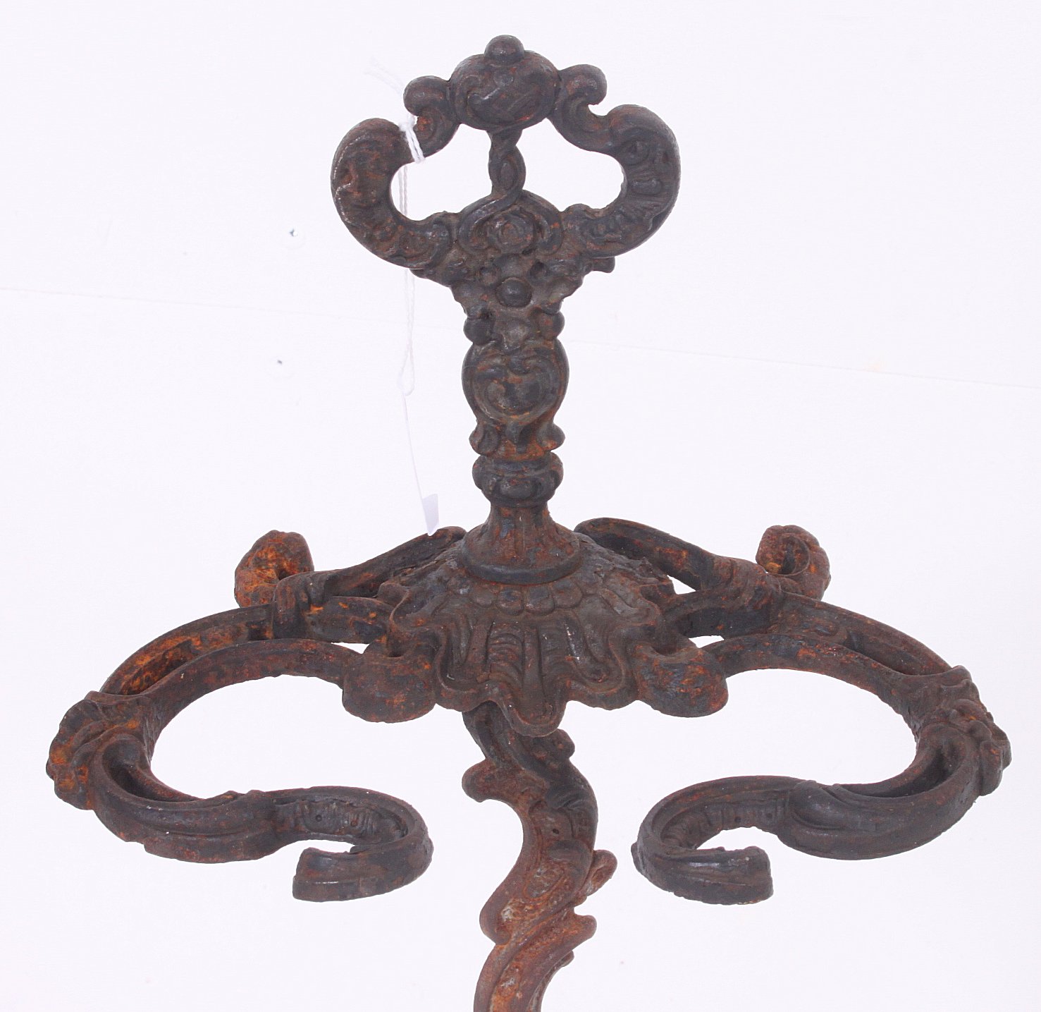 A Victorian cast iron coalbrookdale style umbrella stand with unusual open topped supports on a - Image 3 of 3