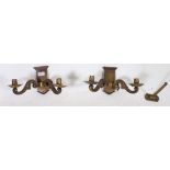 An excellent pair of brass twin sconce w