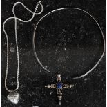 A white metal (stamped 925 indicating silver ) choker necklace and pendant,