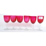 A run of 6 believed late 19th century cranberry bowls - drinking glasses.