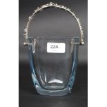 A mid century Danish silver blue tinged art glass ice bucket by Aage Weimar ( Copenhagen 1937 -