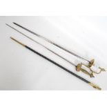 2 ceremonial dress swords of continental form.