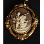 A Victorian pinchbeck yellow metal cameo and hair swivel locket complete with pin to verso
FREE UK