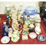 A collection of modern ceramics, including figures, vases etc. and a small quantity of brass and