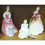 Three Royal Doulton figurines, 'Fiona' HN3748, 'Alexandra' HN3292, 'Lynsey' HN3043, (3).