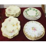 Twelve pieces of late-19th/early-20th century Royal Crown Derby dessert ware with floral