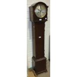 W Greenwood & Sons, Leeds and Huddersfield, a mahogany-cased chiming grandmother clock, 141cm high.