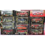 Twelve boxed Burago 1-18 scale models of sports cars, (12).