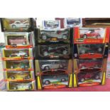 Burago, seven boxed 1-18, six boxed 1-24 and two boxed 1-43 scale models of cars, (15).