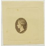 Colonial proof and Essays: a Perkins Bacon die proof of Q V head used for St Lucia, St Vincent,