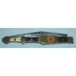 A Spanish navaja-type folding knife with a 17cm single-edge blade stamped 'Valero Jun Zaragoza', the