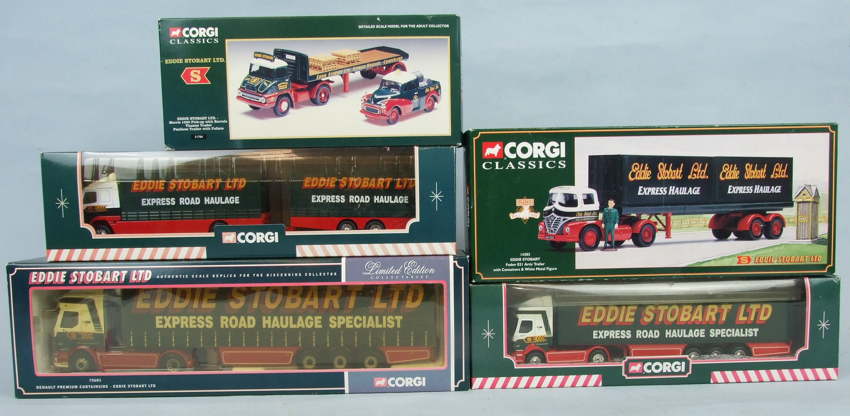 Corgi Classics, five Eddie Stobart Ltd haulage vehicles, all boxed, (5).