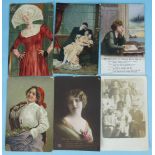 Approximately 260 postcards: greetings, Bamforth sentimental cards, actresses etc.