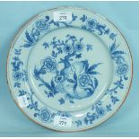 An 18th century English Delft blue and white dish, c1770, 26cm diameter.