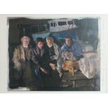 **After R O Lenkiewicz, 'A Fisherman and Three Tramps Sharing Cheese', a coloured print inscribed '