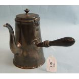 An Arts and Crafts influence coffee or chocolate pot of conical form, with turned wood side