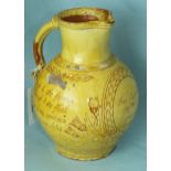 An E B Fishley Fremington Devon jug decorated with verses and a cartouche dedicated to Grace