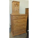 A modern pine rectangular chest of two short and four long drawers, 91cm wide, 119cm high and a