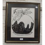 Arthur Stanger, 'A signed caricature of Brian Duff as a Christmas pudding' dated 1984, 38 x 30cm,